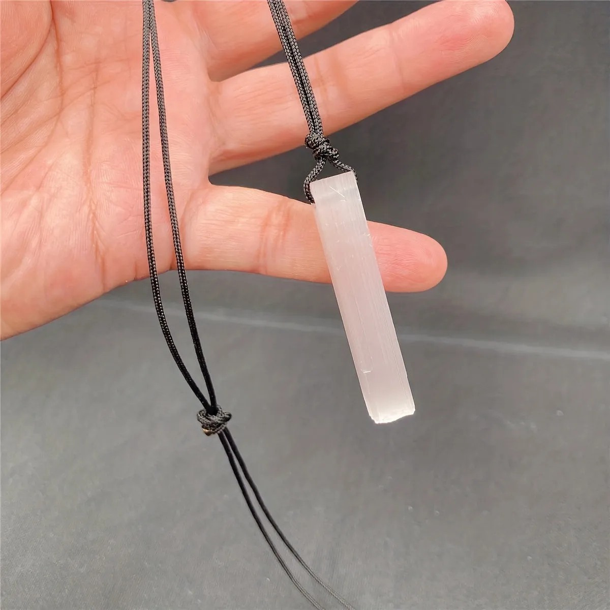 Selenite Gypsum Pendant Quartz Stone Healing Reiki Point Necklace