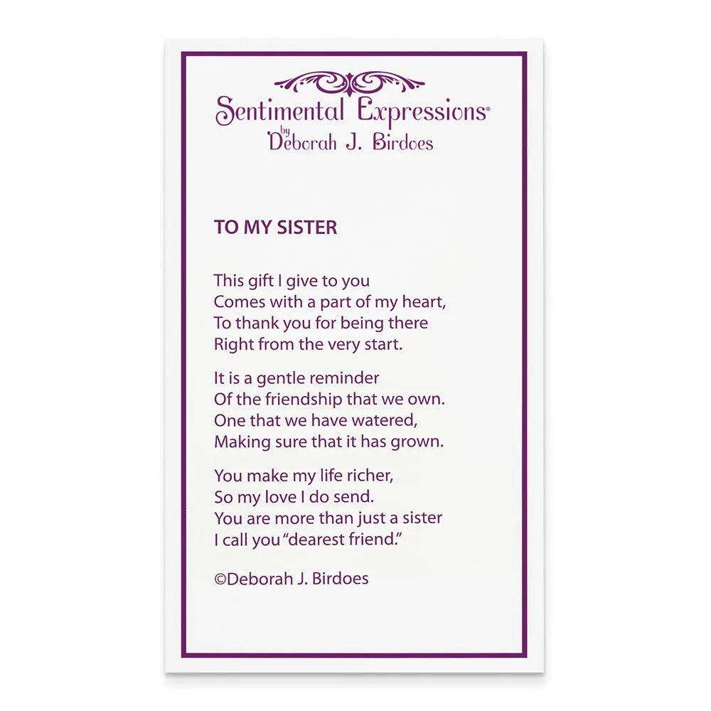 Sentimental Expressions Sterling Silver Rhodium-plated CZ To My Sister 18in Heart Necklace