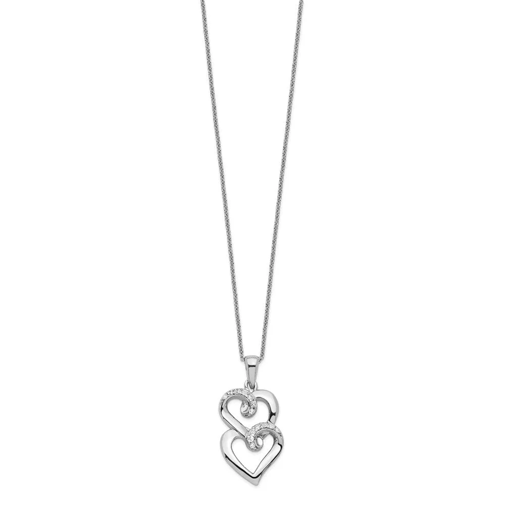 Sentimental Expressions Sterling Silver Rhodium-plated CZ To My Sister 18in Heart Necklace