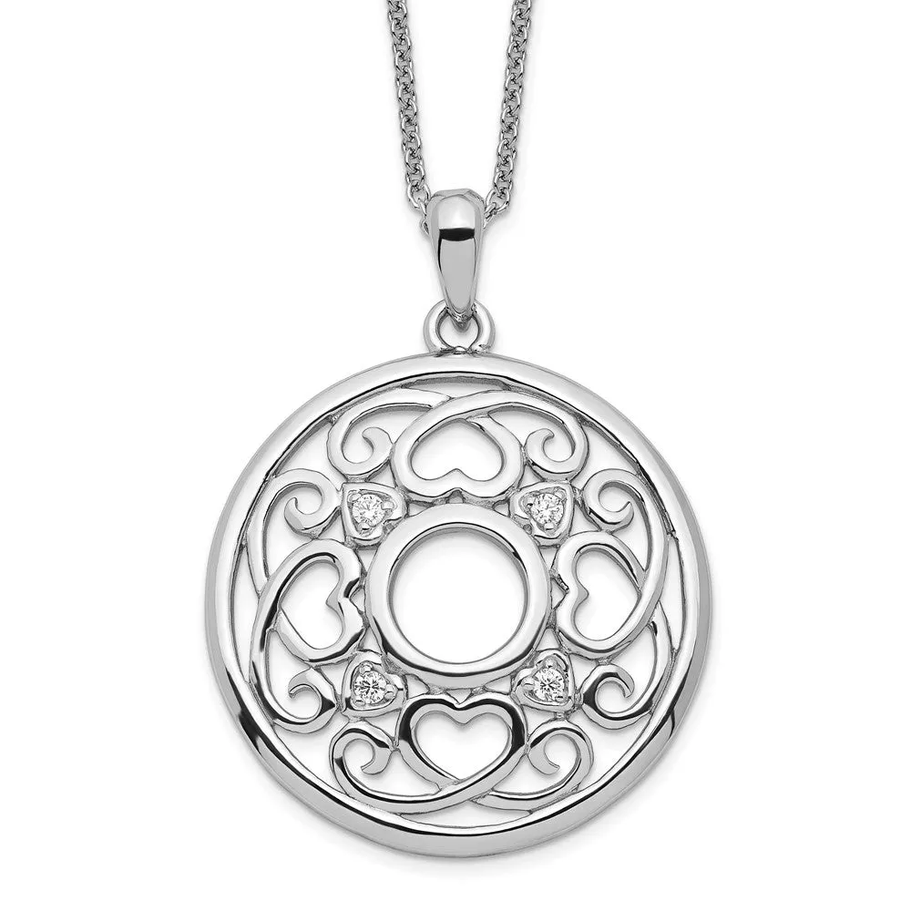 Sentimental Expressions Sterling Silver Rhodium-plated CZ Wisdom Of Friendship 18in. Necklace