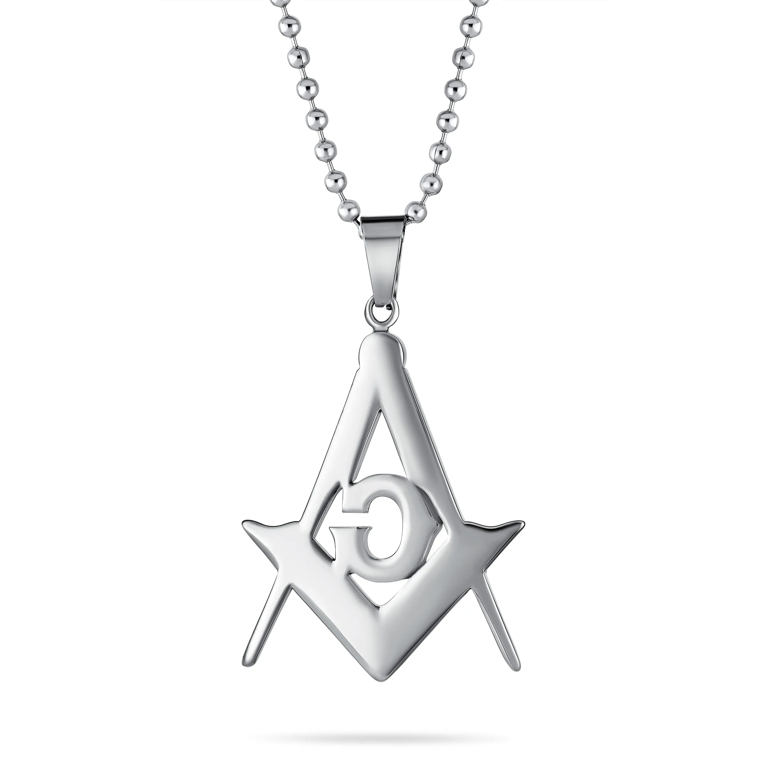 Set of 2 Freemason Masonic Symbol Pendant Necklace Silver Gold Plated Oxidized