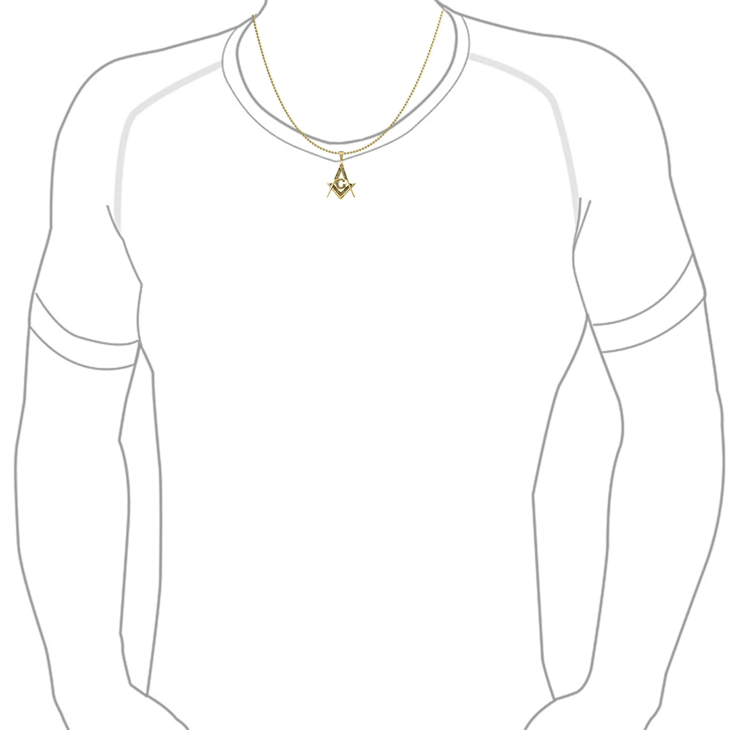 Set of 2 Freemason Masonic Symbol Pendant Necklace Silver Gold Plated Oxidized
