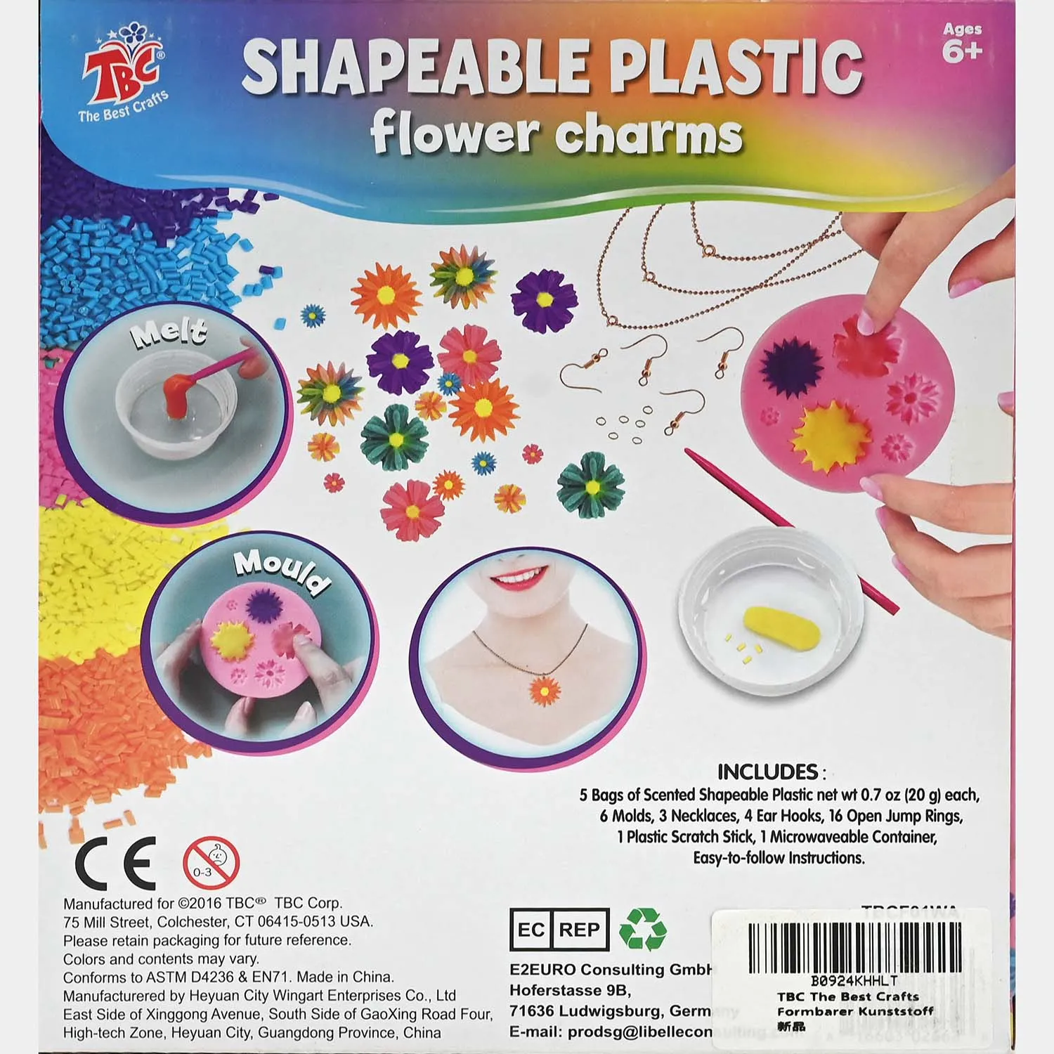 Shapeable Plastic Flower Charms Kit