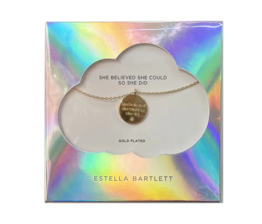 SHE BELIEVED SHE COULD SO SHE DID Engraved Necklace in Gold