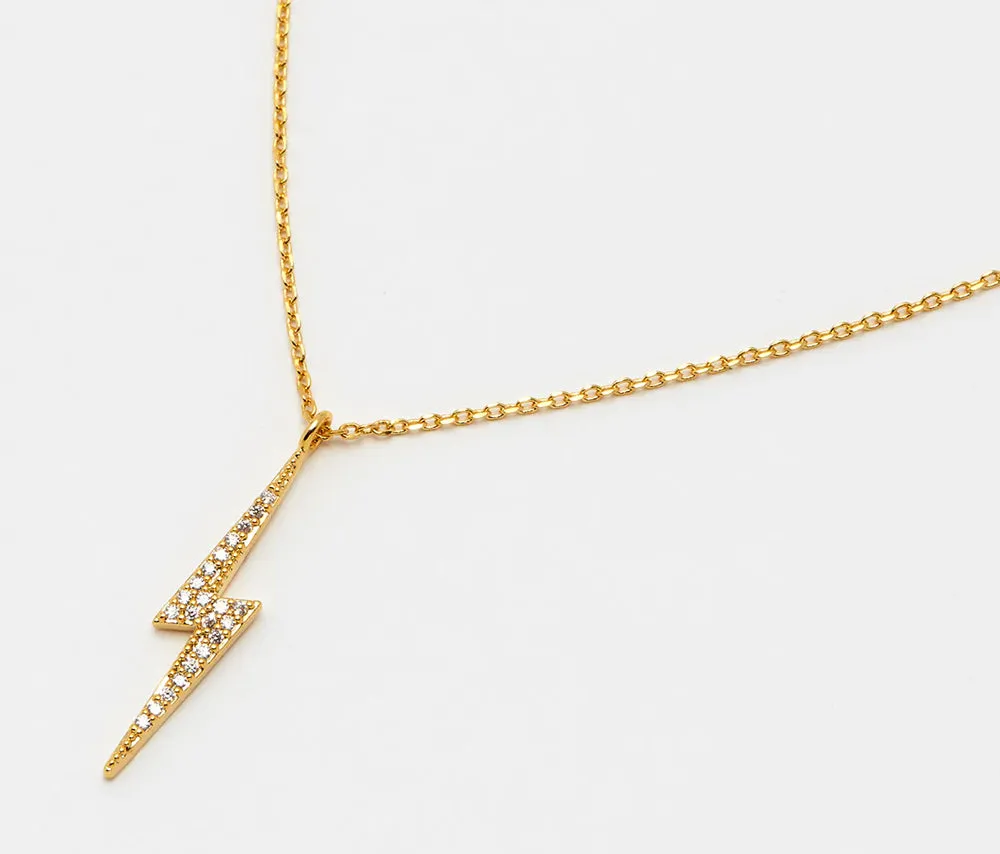 SHINE BRIGHT : Lightning Bolt Necklace in Gold