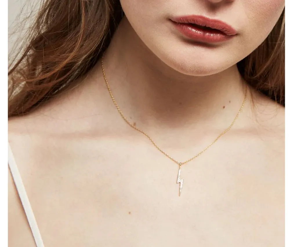 SHINE BRIGHT : Lightning Bolt Necklace in Gold