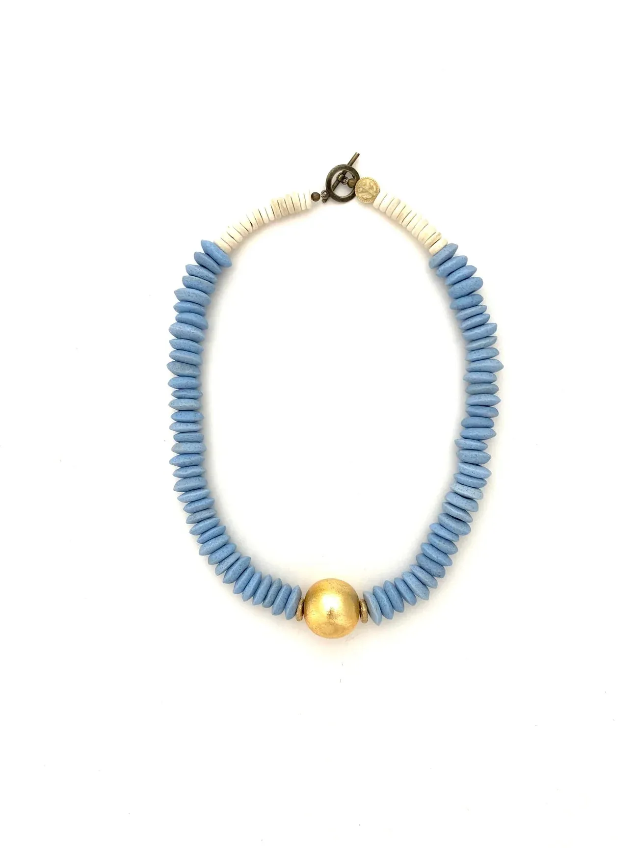 Short Classic - 19” - Carolina Blue/ Gold Round Bead