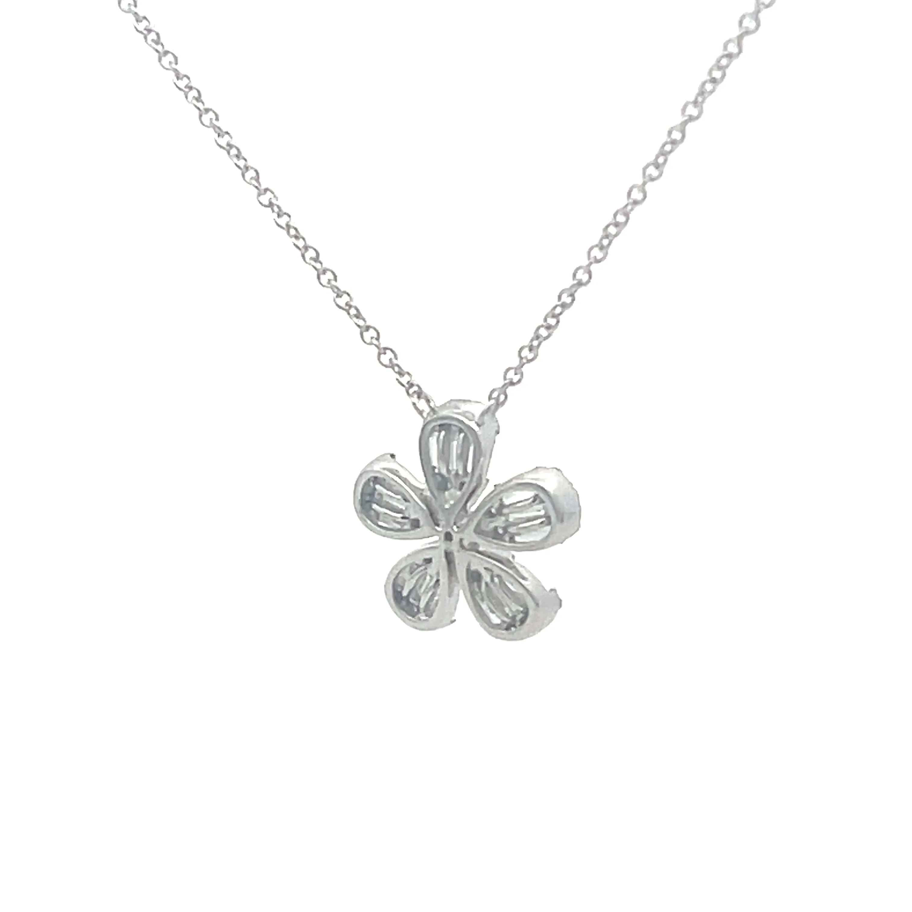 Shy Creation Diamond Baguette Flower Necklace
