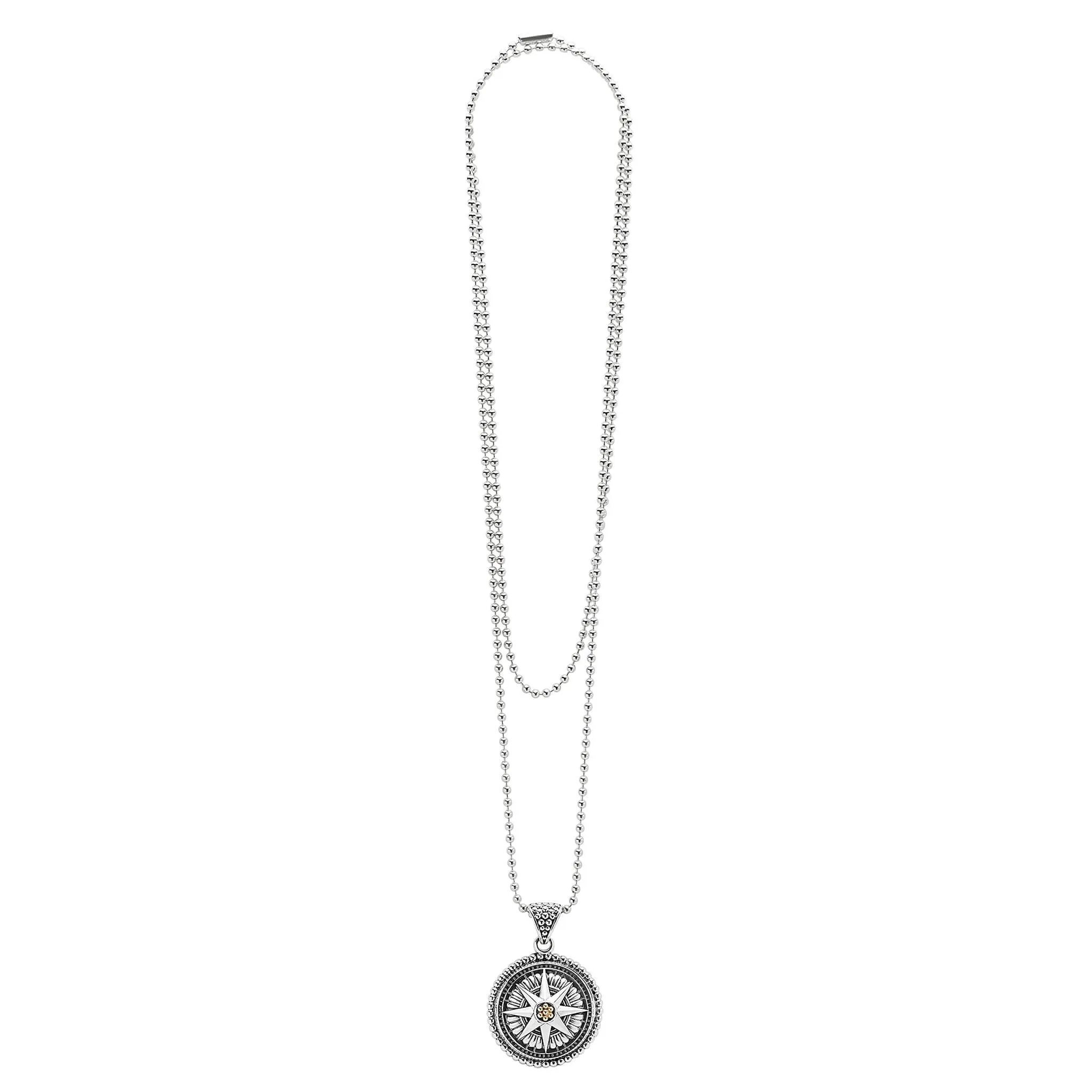 Signature Caviar Compass Pendant Necklace