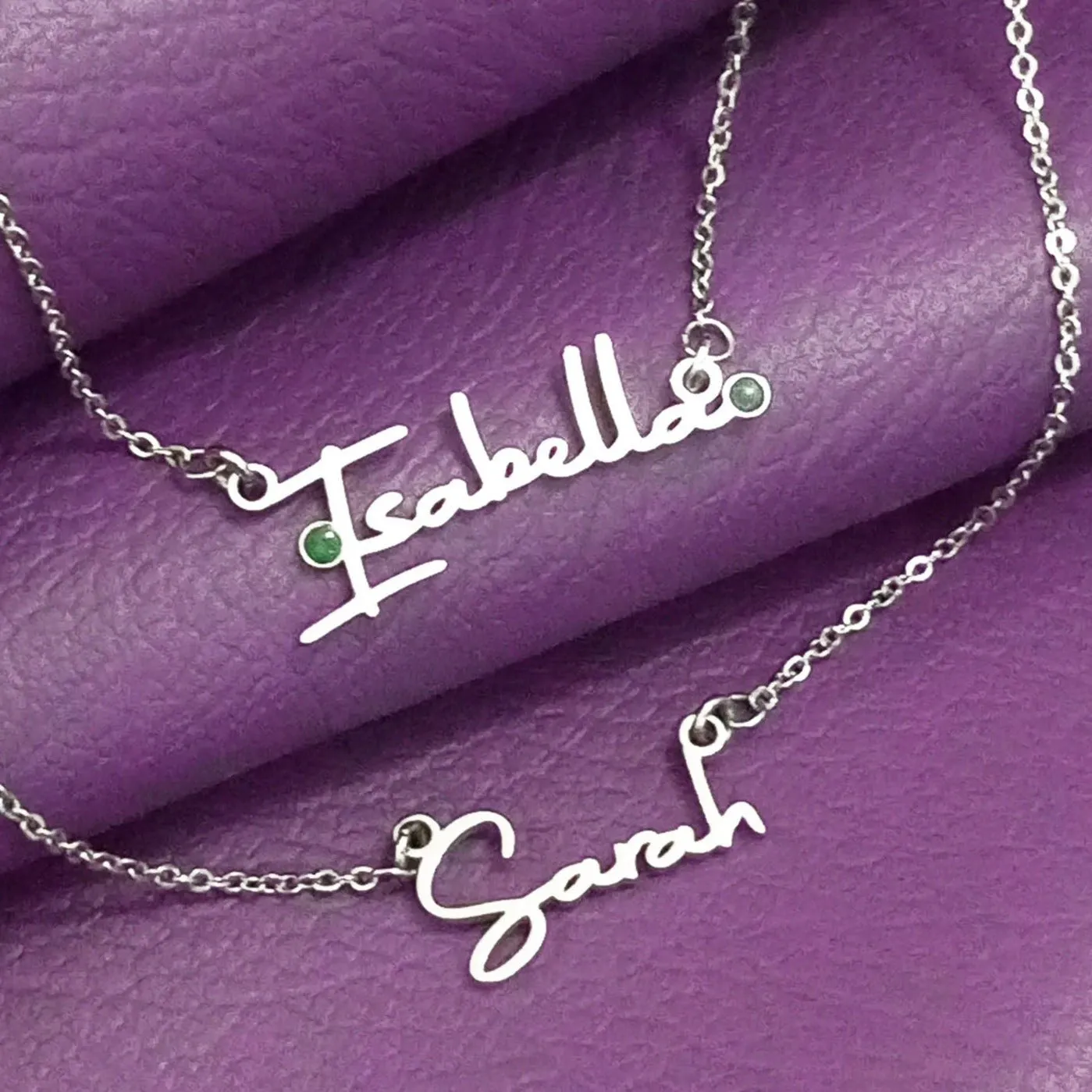 Signature Font Name Necklace (Birthstones Optional)