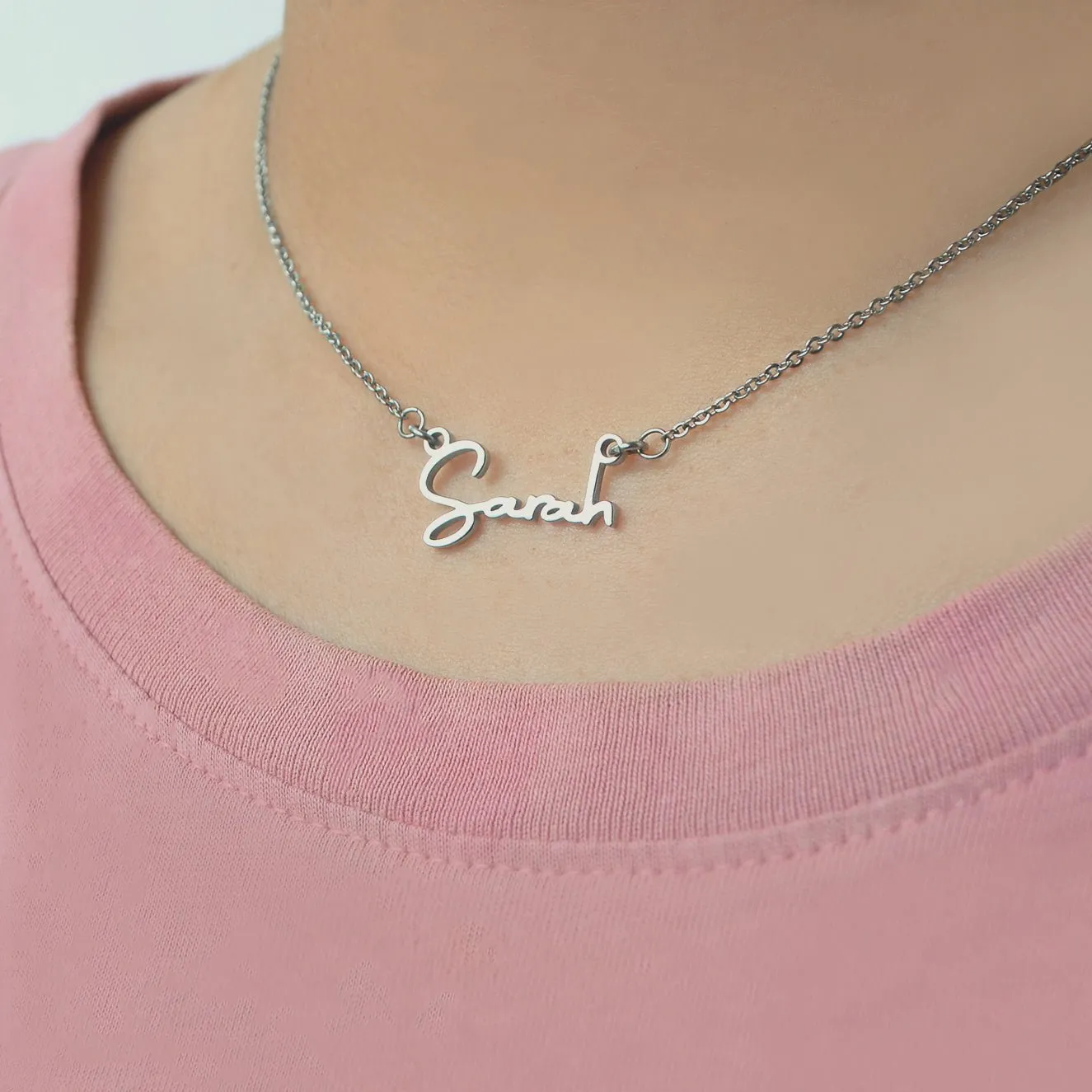 Signature Font Name Necklace (Birthstones Optional)