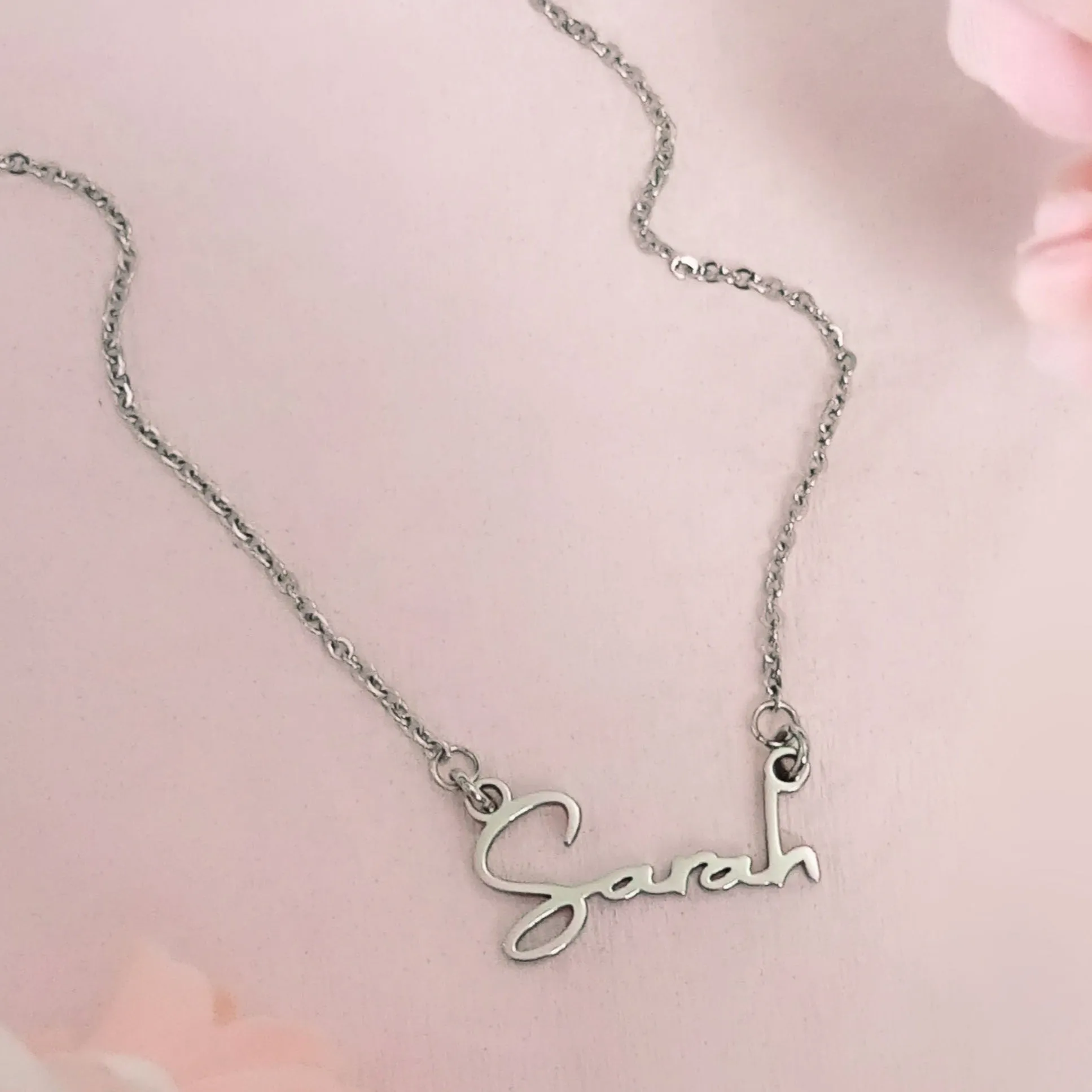Signature Font Name Necklace (Birthstones Optional)
