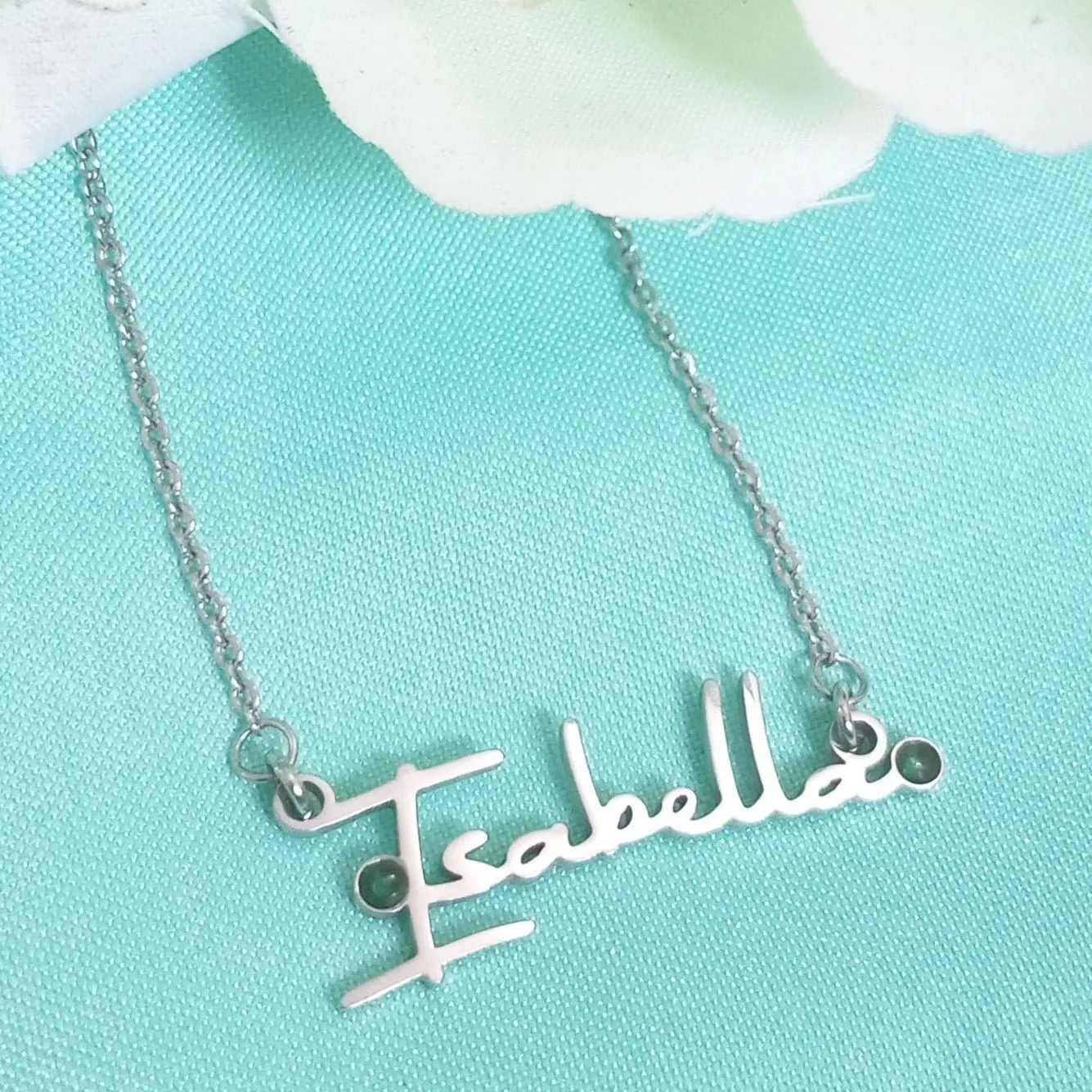 Signature Font Name Necklace (Birthstones Optional)