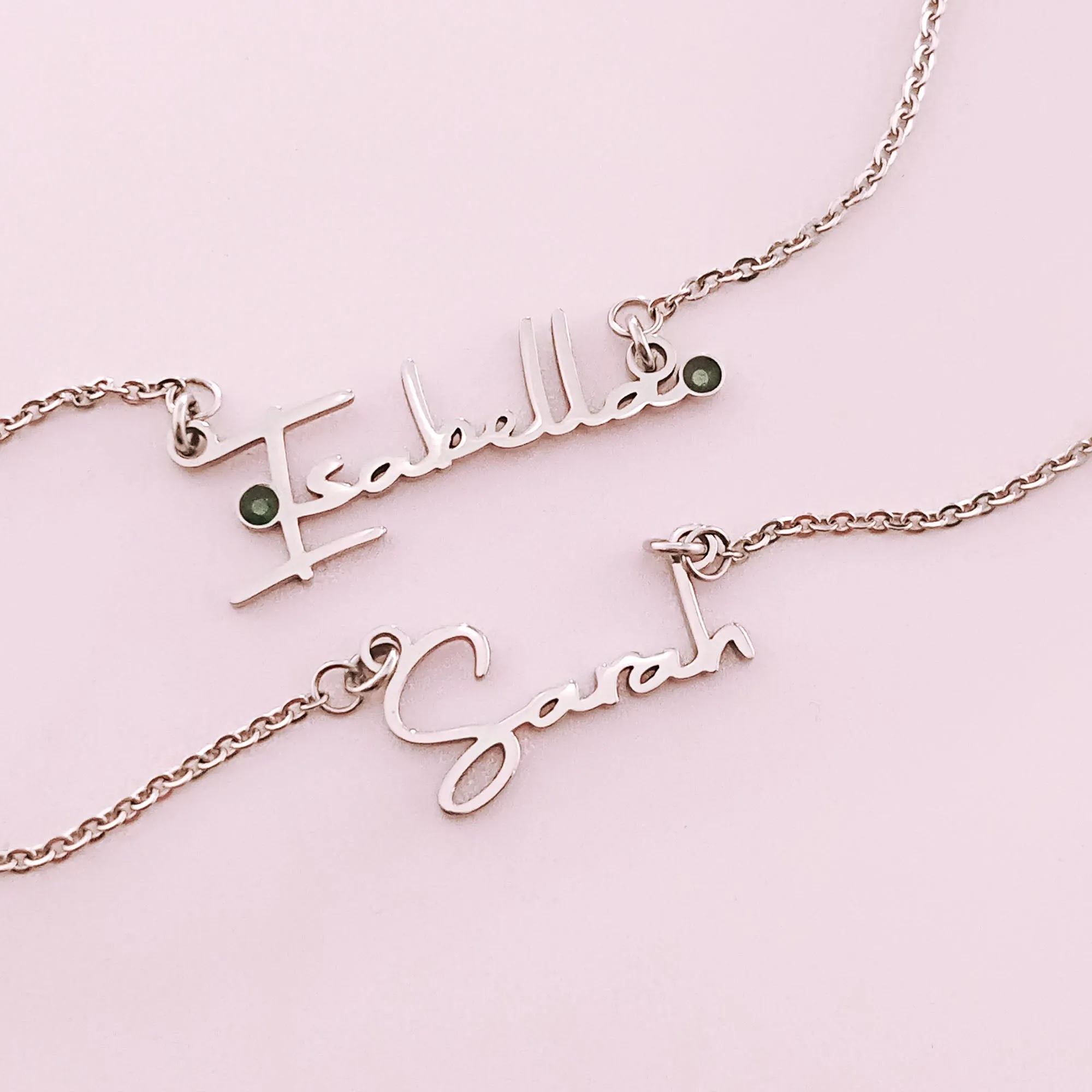Signature Font Name Necklace (Birthstones Optional)