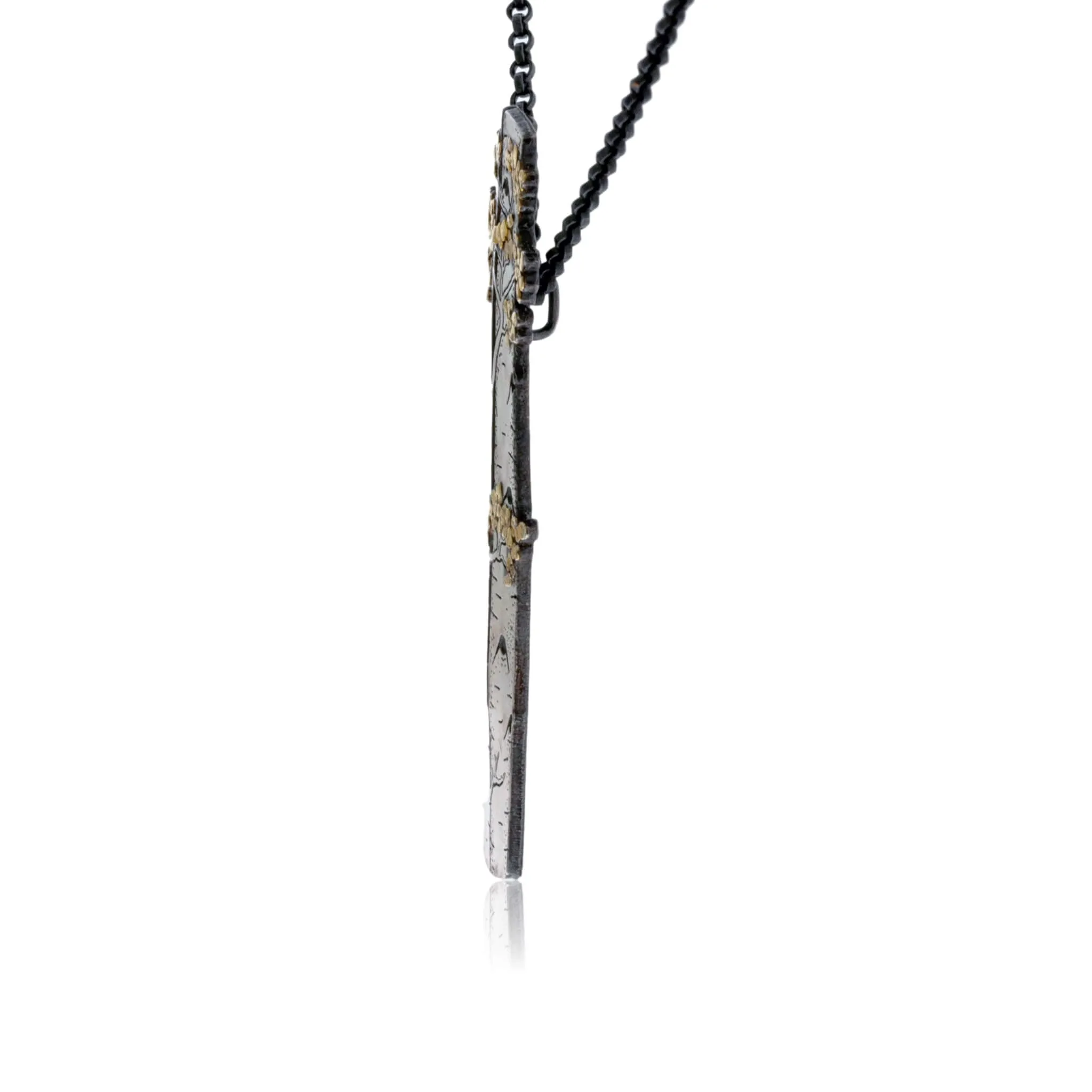 Silver, 18K Gold, & Nugget Gold Aspen Adorn Pendant