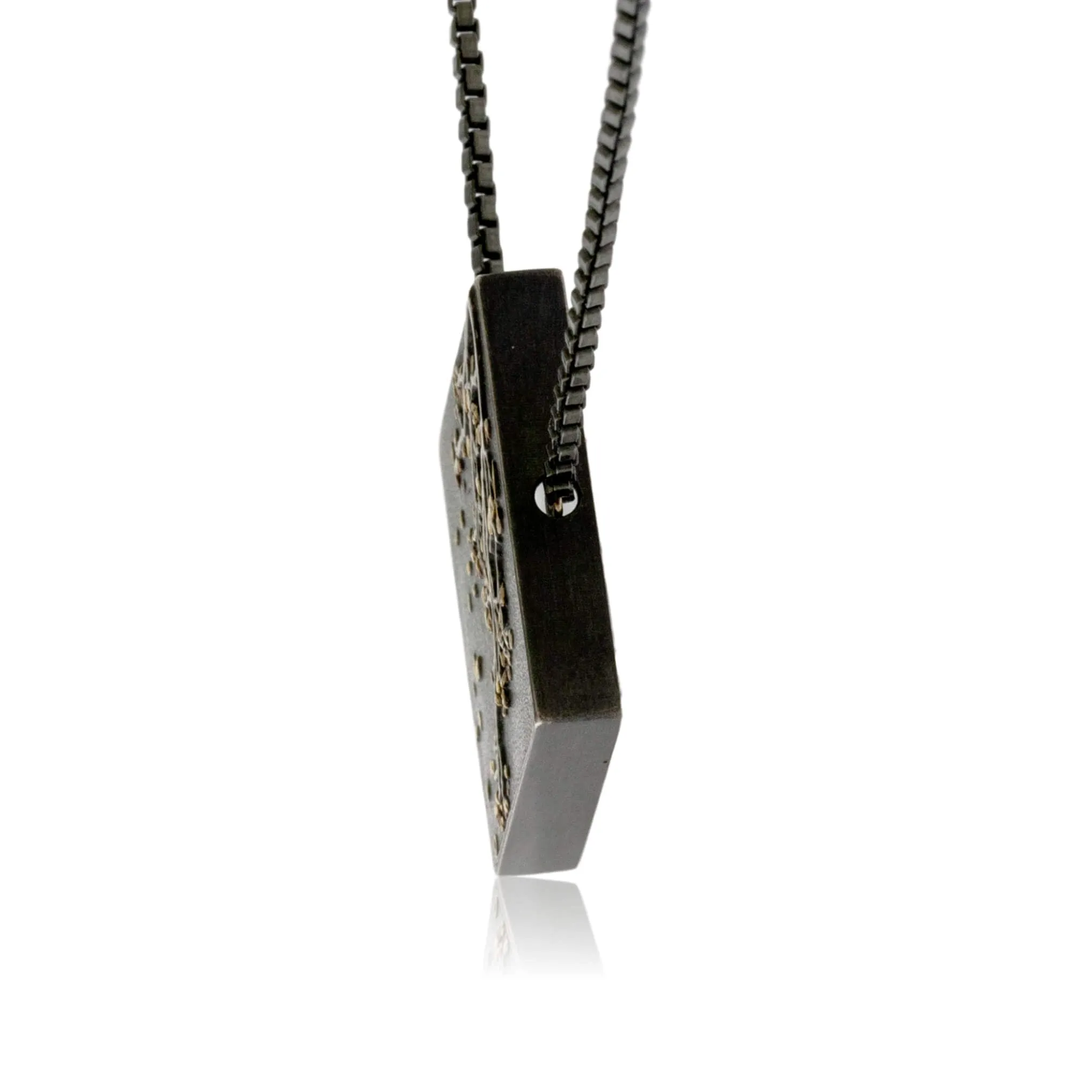 Silver, 18K Gold, & Nugget Gold Aspen Branch On Point Pendant