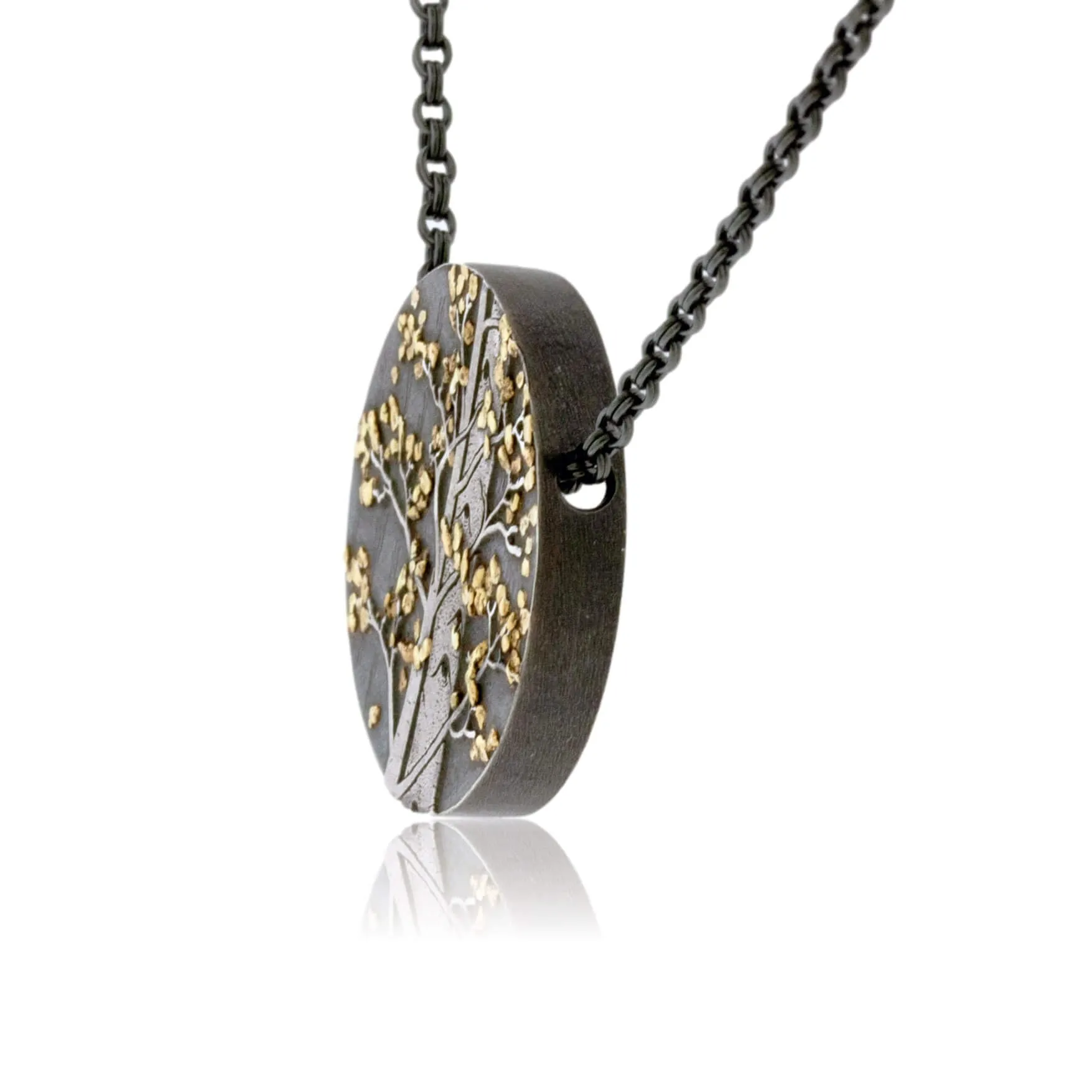 Silver, 18K Gold, & Nugget Gold Aspen Duet I Pendant