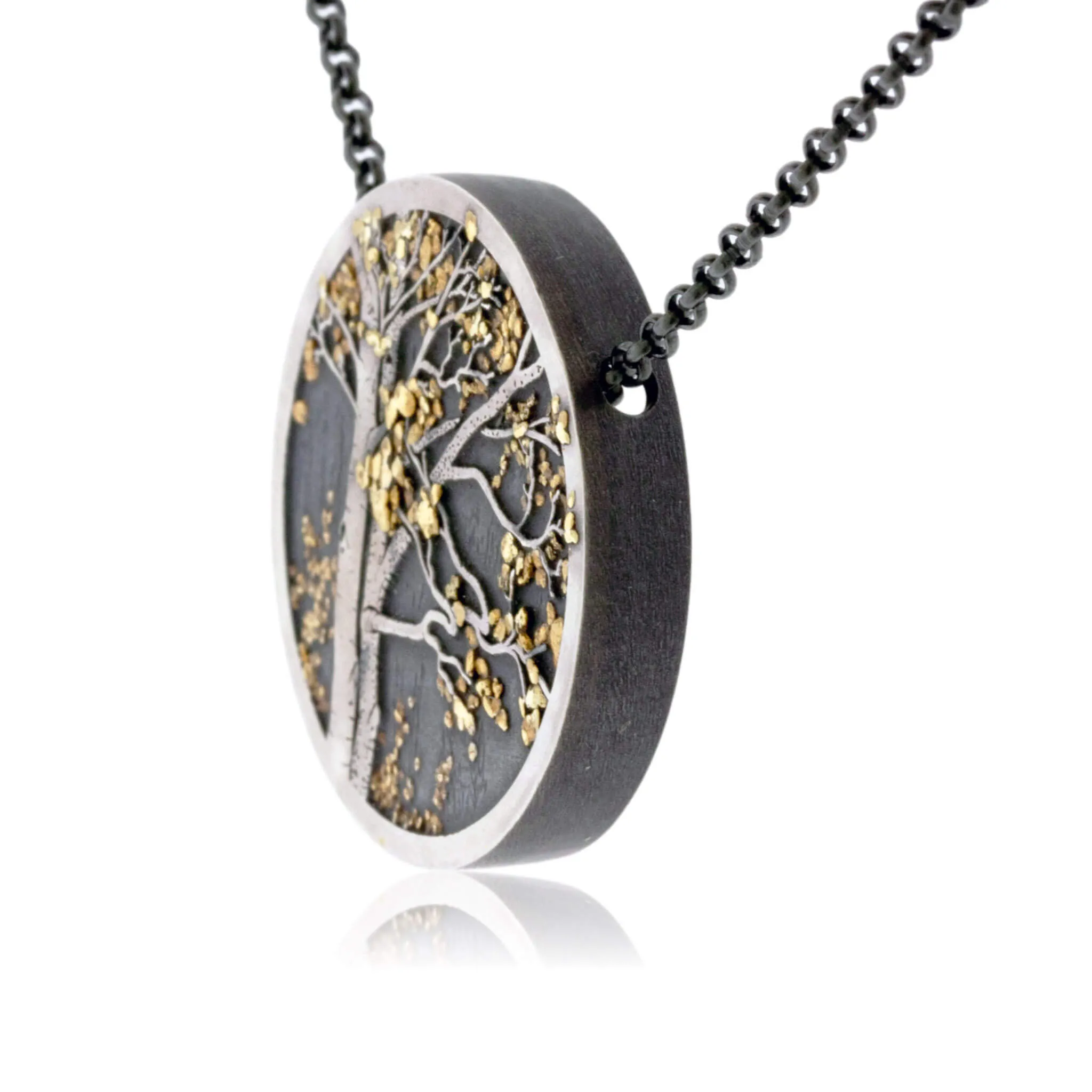 Silver, 18K Gold, & Nugget Gold Aspen Duet IV Pendant