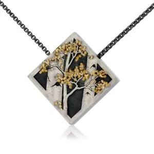 Silver, 18K Gold, & Nugget Gold Aspen Duet On Point Pendant
