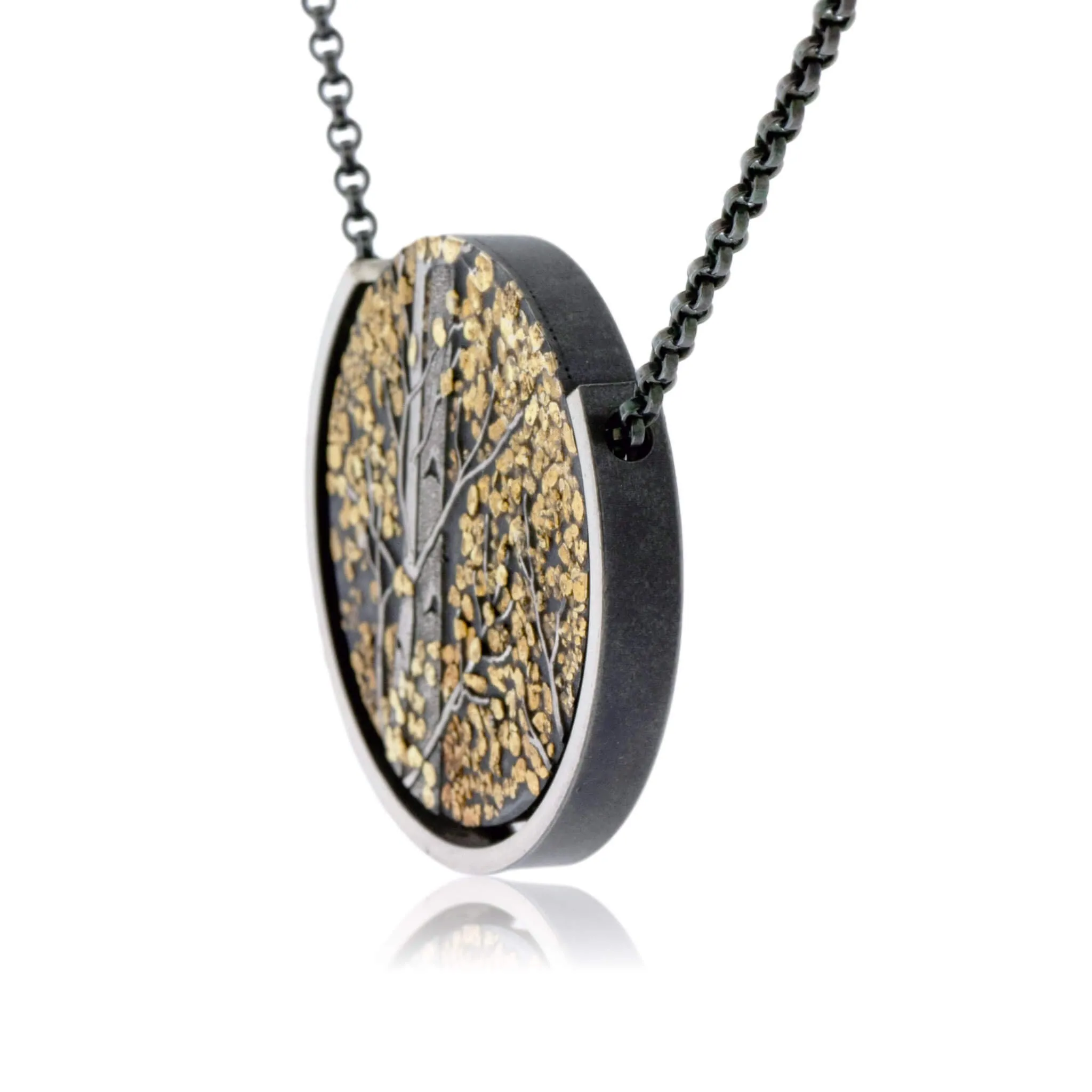 Silver, 18K Gold, & Nugget Gold Aspen Duet Pendant