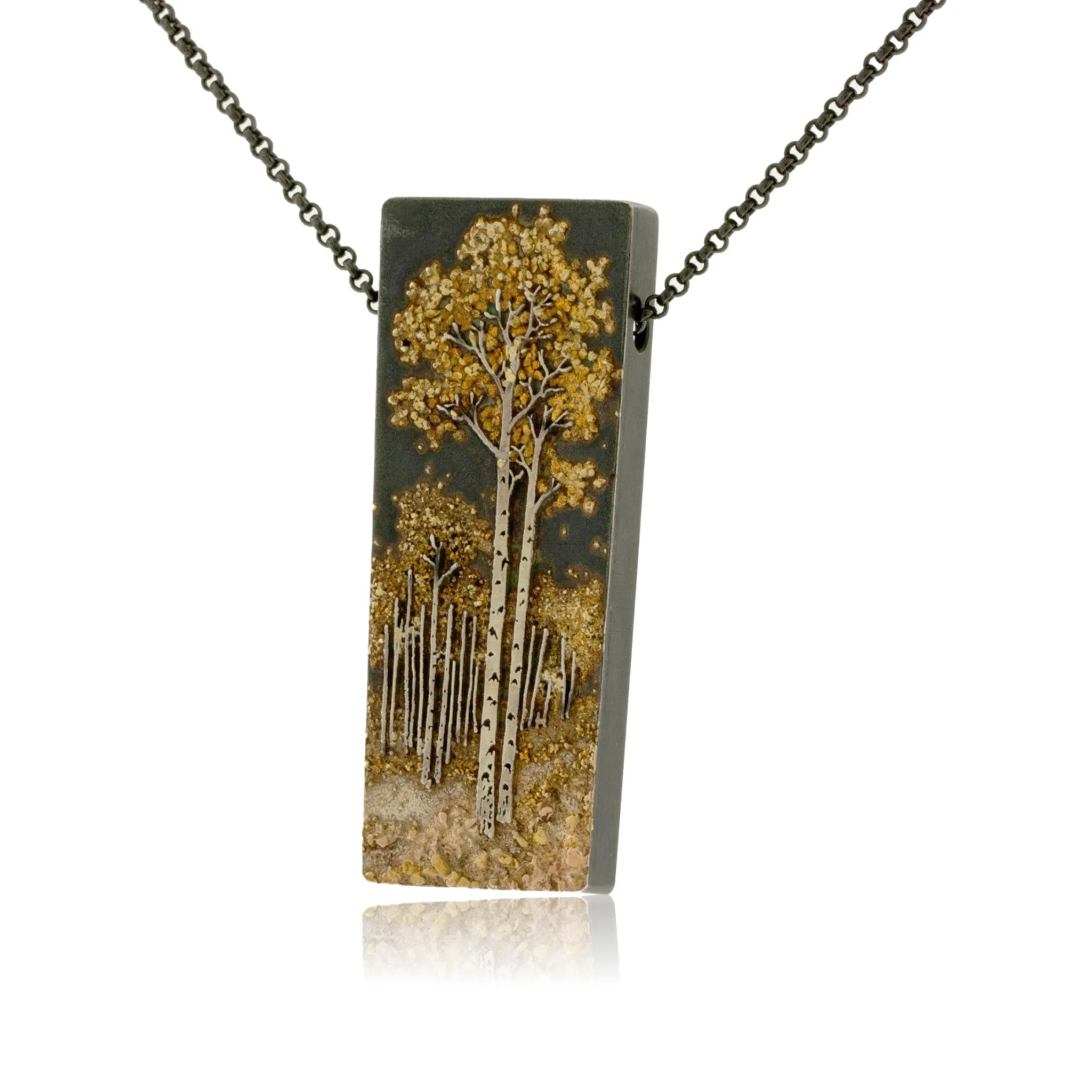 Silver, 18K Gold, & Nugget Gold Aspen Grove Pendant