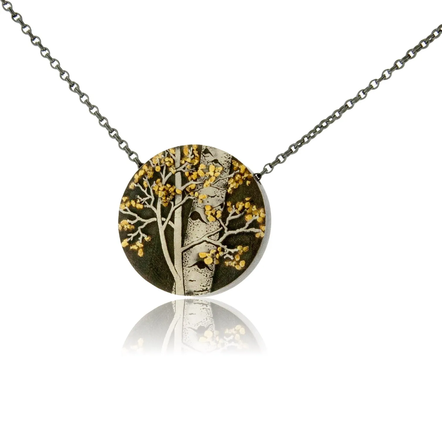 Silver, 18K Gold, & Nugget Gold Aspen Pendant