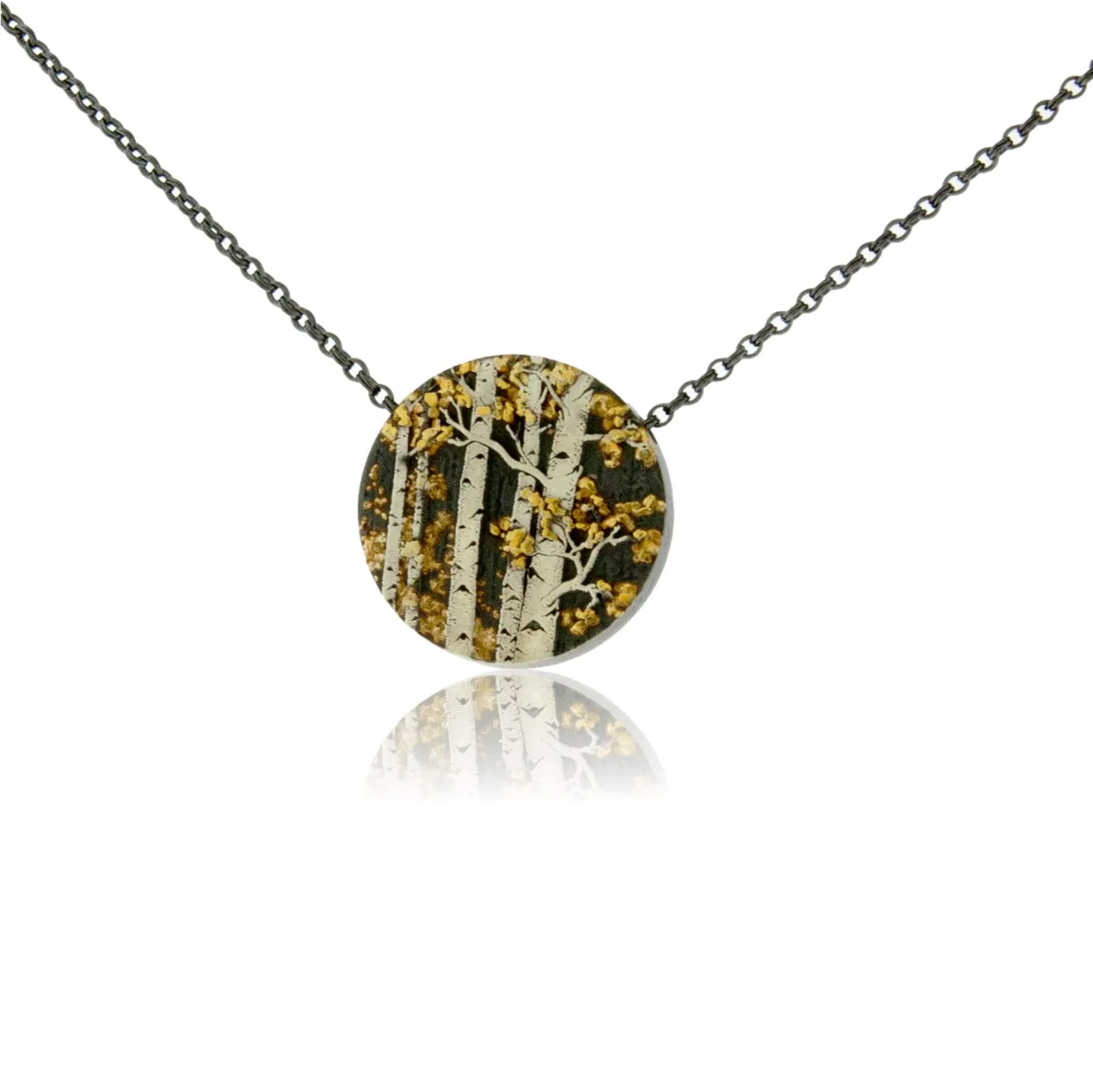 Silver, 18K Gold, & Nugget Gold Aspen Pendant