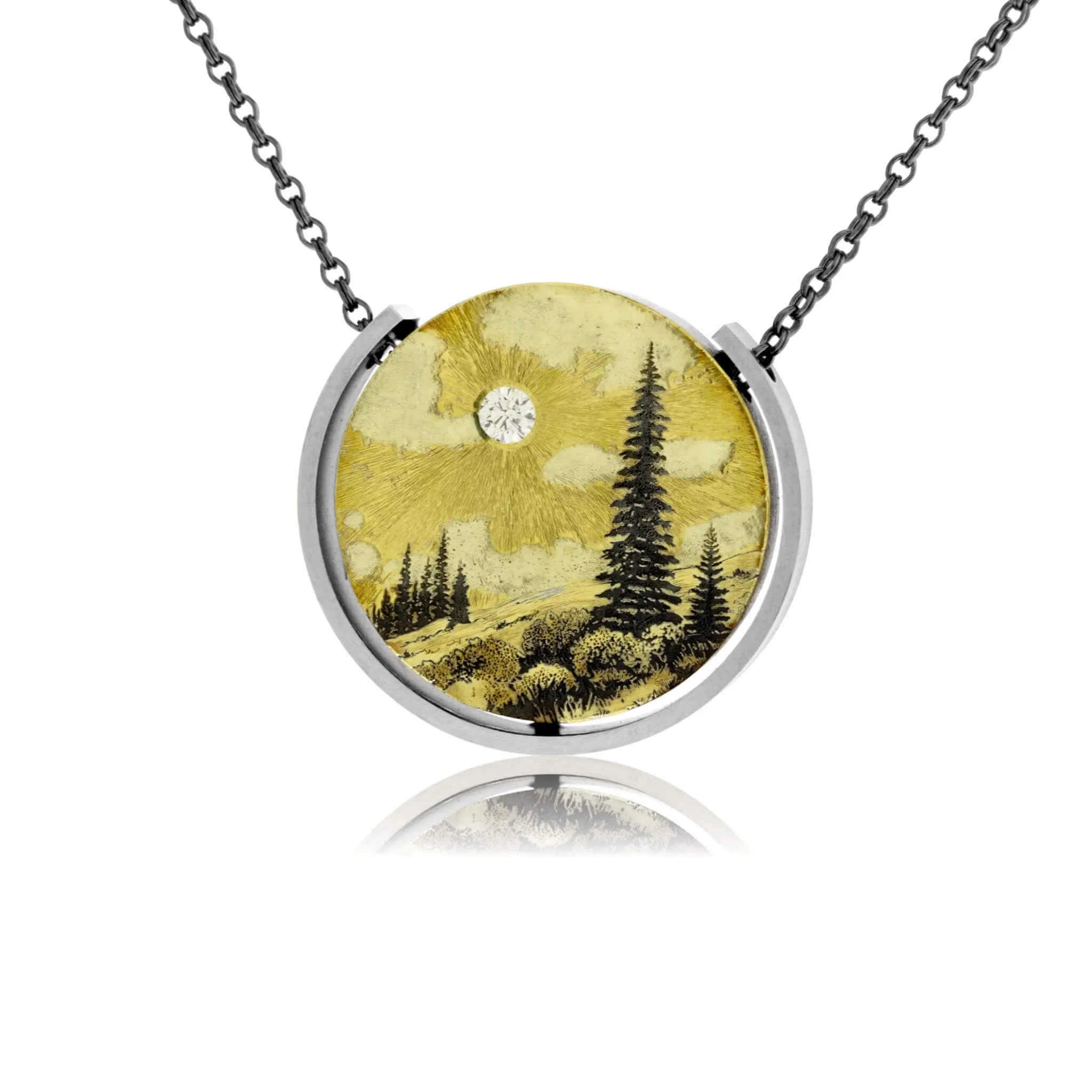 Silver, 18K Gold, & Nugget Gold Rocky Mountain Memory Scene