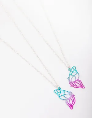 Silver Best Friend Butterfly Necklace Pack