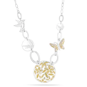 SILVER BIRD AND BUTTERFLY GREEN FLOWER  NECKLACES #181YL1301 (5F1)
