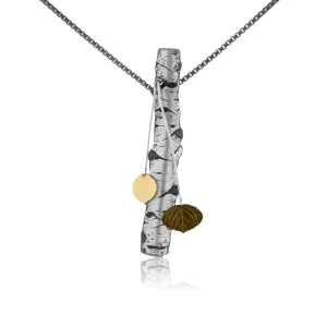 Silver Carved Aspen with Gold Leaf Adorn Pendant