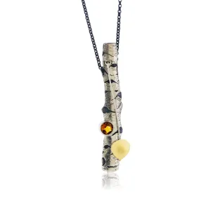 Silver Carved Aspen with Gold Leaf Adorn Pendant