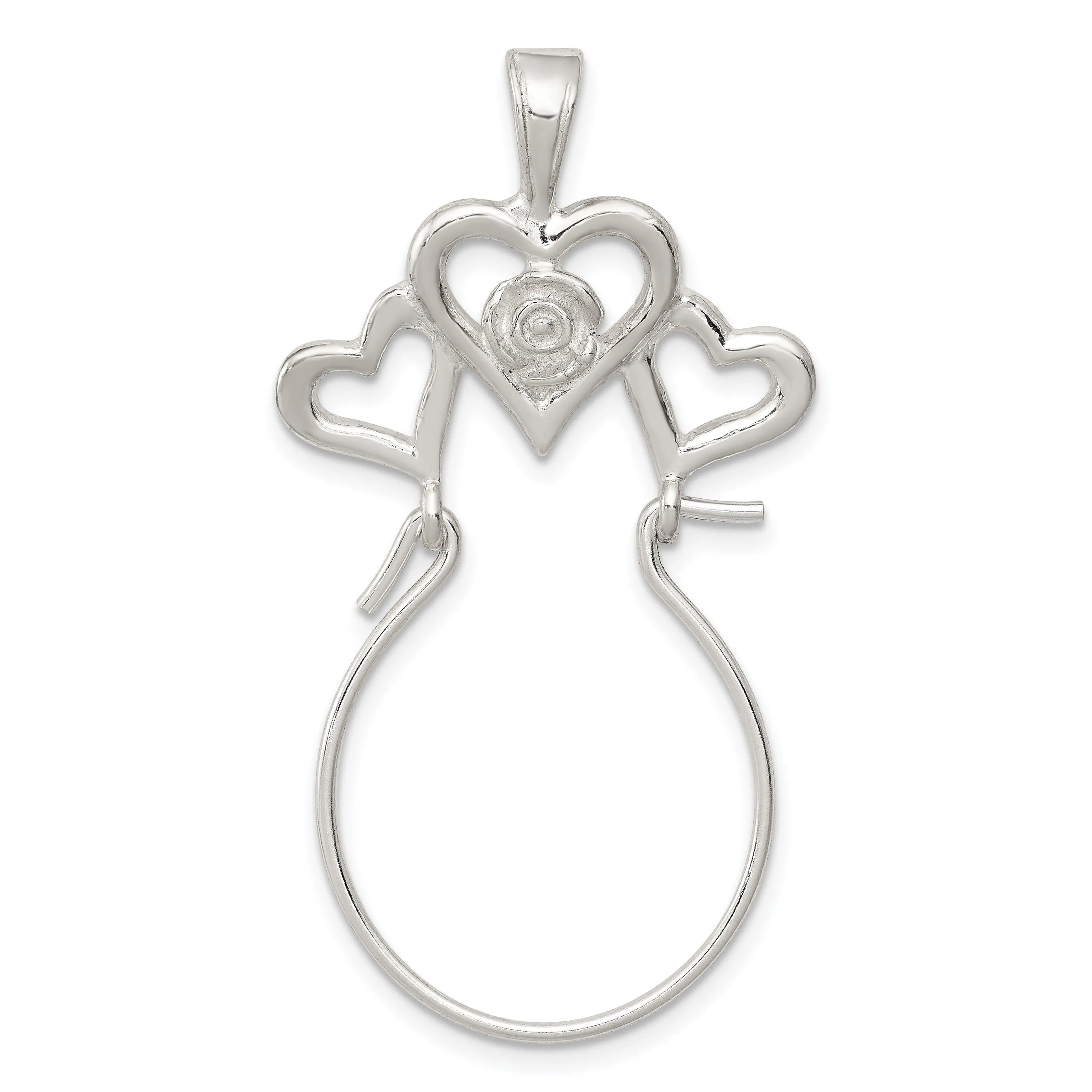 Silver Flower Heart Design Charm Holder Pendant