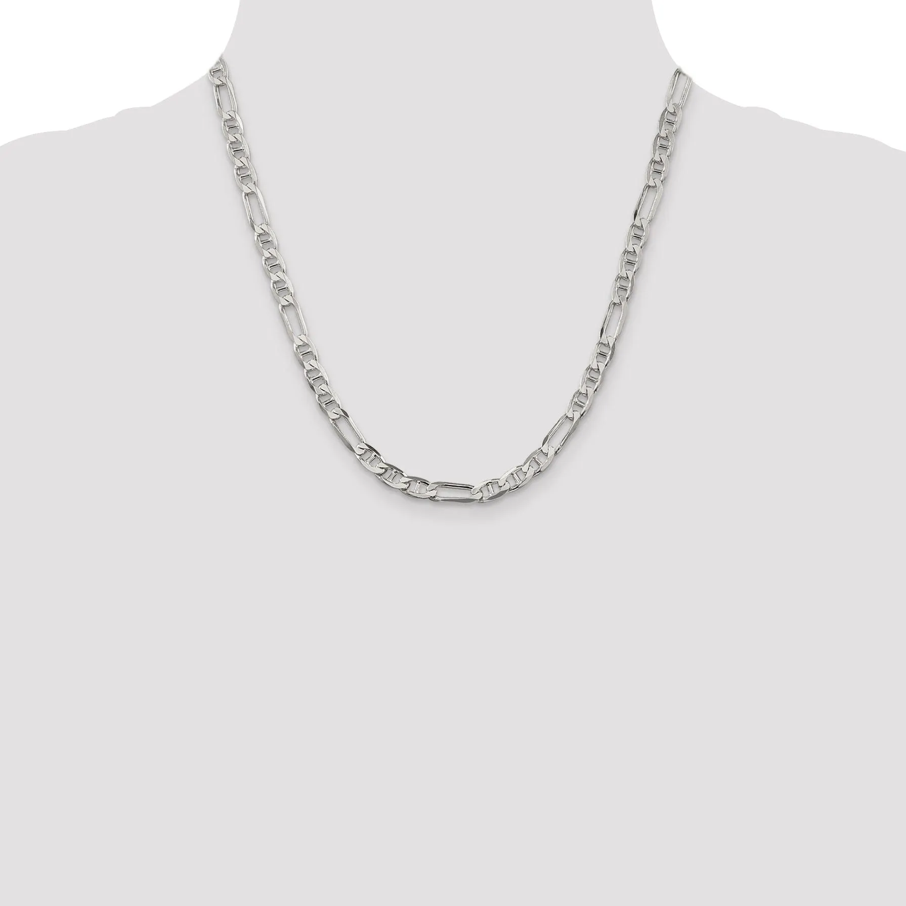 Silver Polished 5.50-mm Figaro Anchor Chain