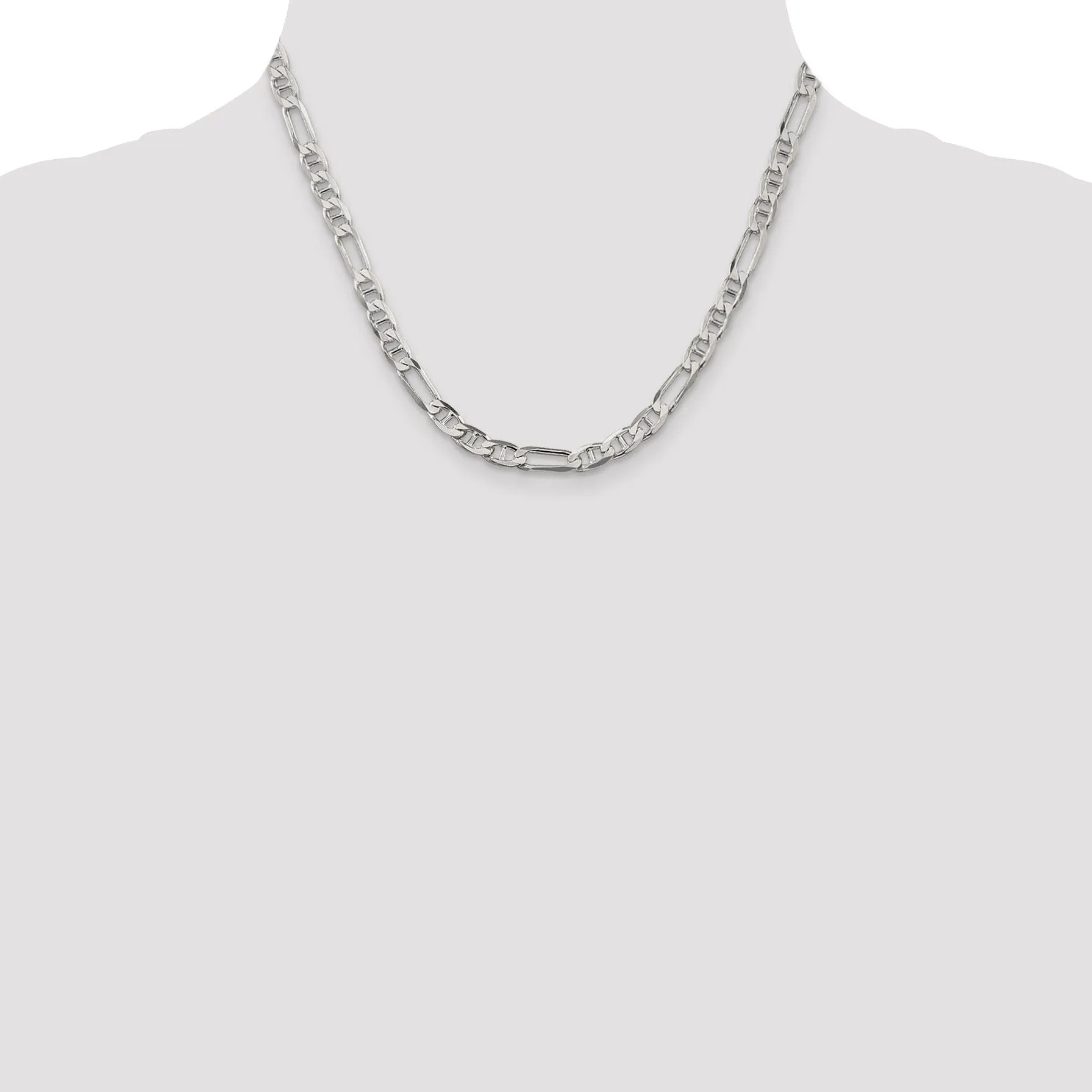 Silver Polished 5.50-mm Figaro Anchor Chain