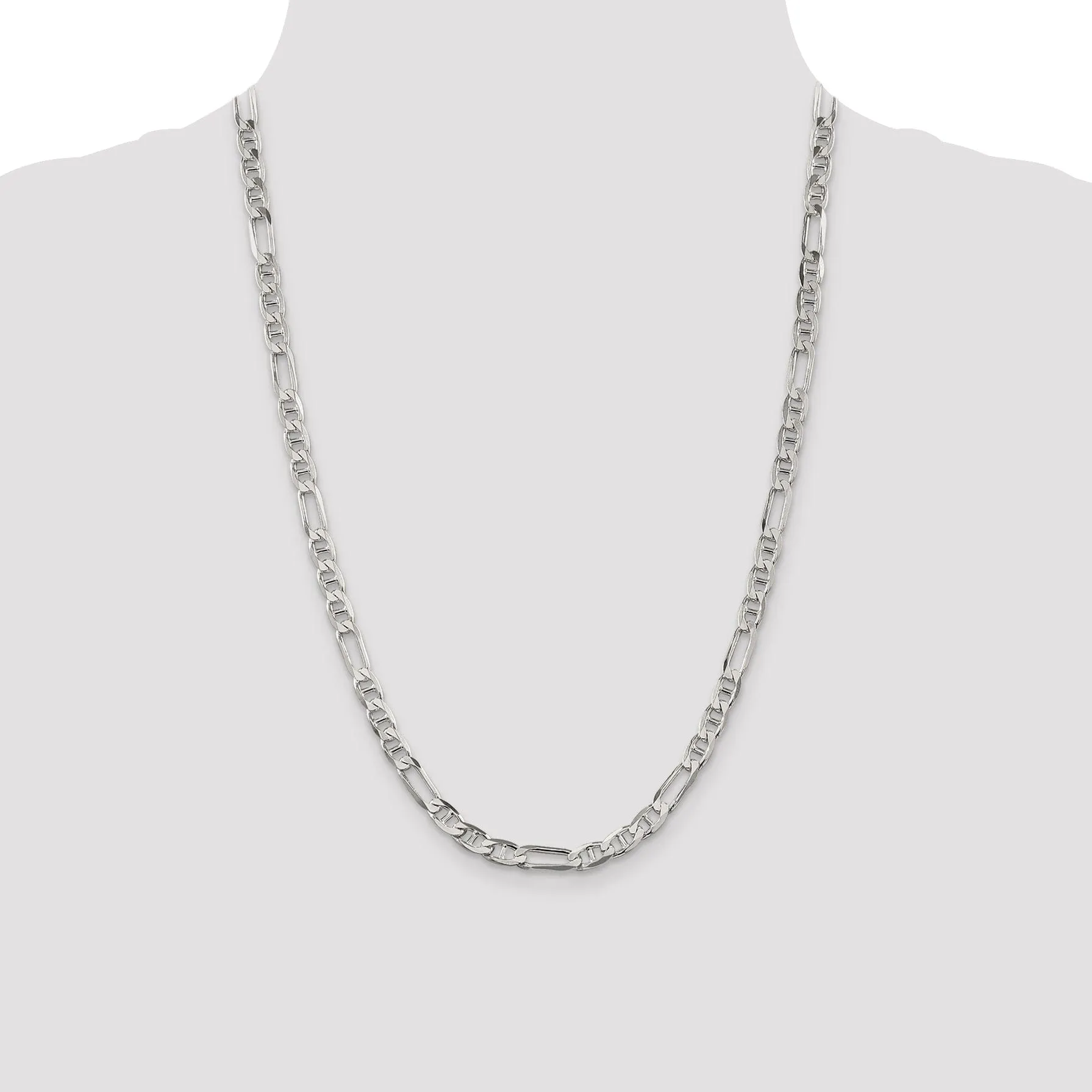 Silver Polished 5.50-mm Figaro Anchor Chain