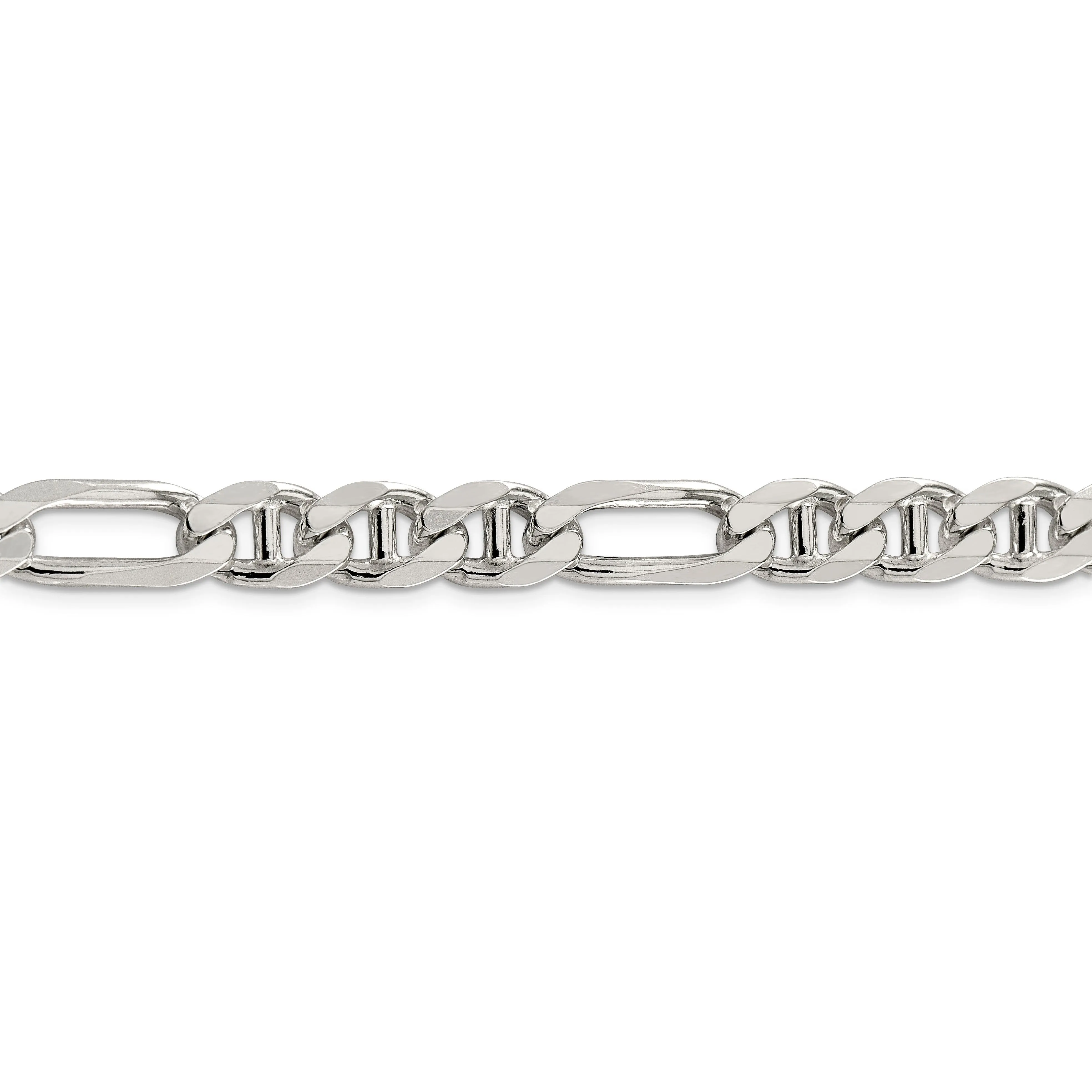 Silver Polished 8.75-mm Figaro Anchor Chain