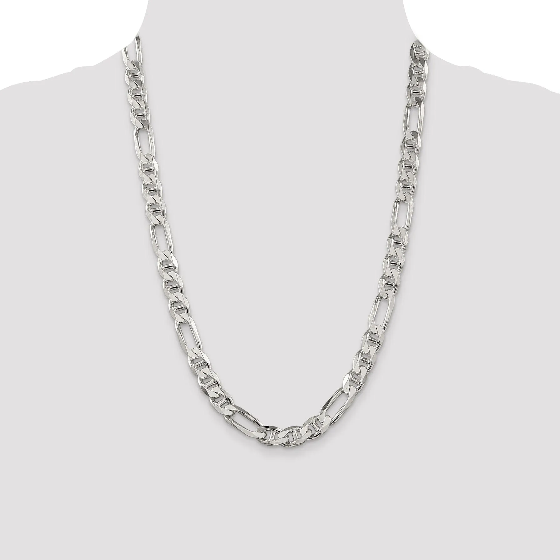 Silver Polished 8.75-mm Figaro Anchor Chain