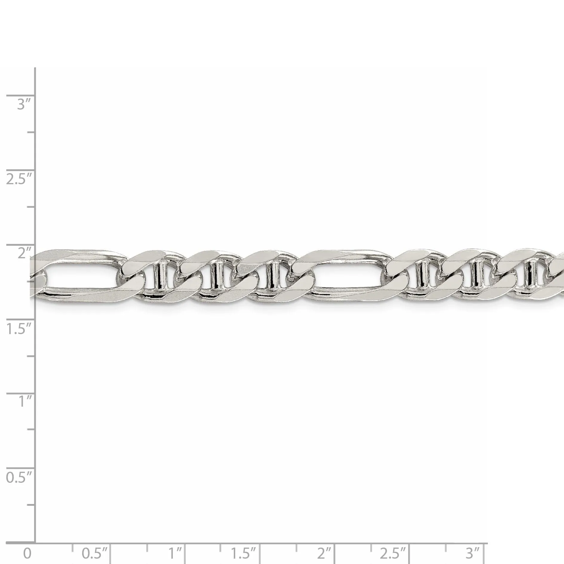 Silver Polished 8.75-mm Figaro Anchor Chain