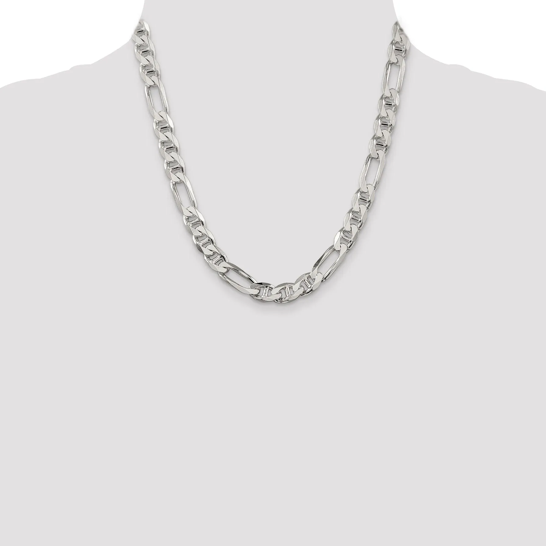 Silver Polished 8.75-mm Figaro Anchor Chain