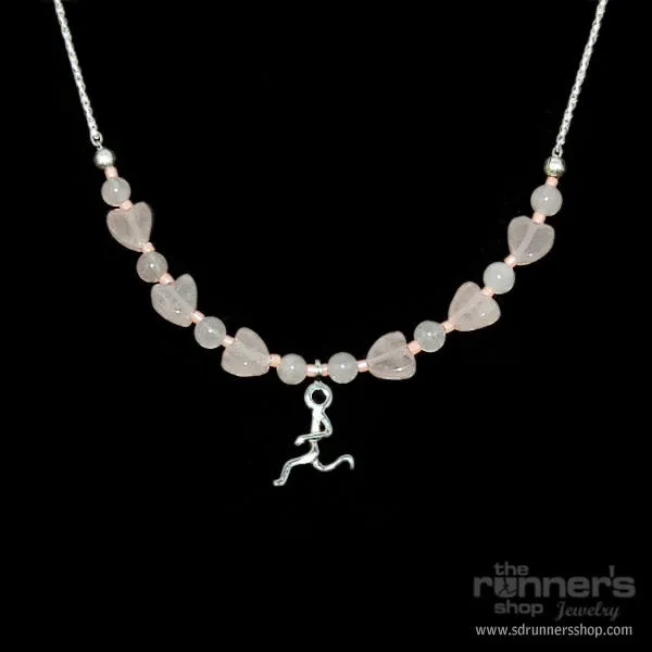 Silver "Atalanta" Runner w/ Rose Quartz Necklace