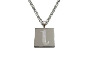 Silver Toned Etched Greek Letter iota Pendant Necklace