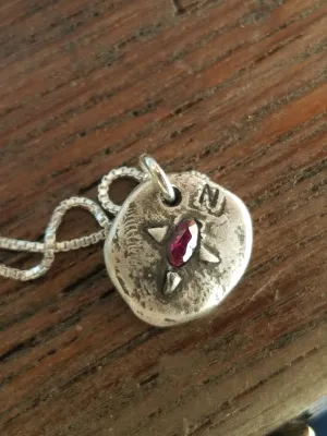 Simon & LuLu Compass Necklace with Embedded Ruby