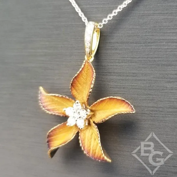 Simon G. 18K Yellow Gold Organic Allure Diamond Flower Pendant