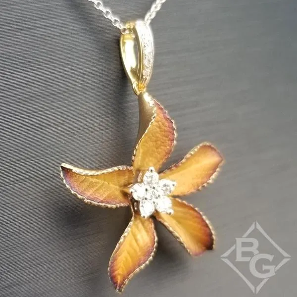 Simon G. 18K Yellow Gold Organic Allure Diamond Flower Pendant
