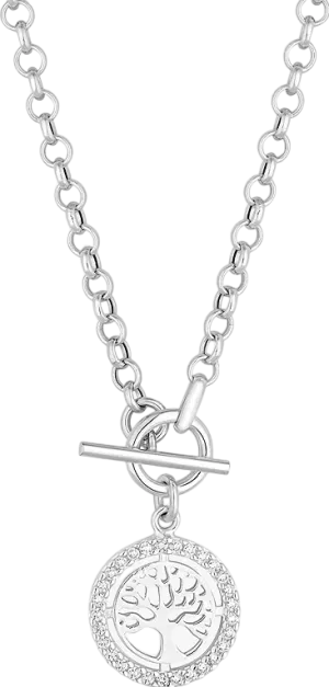SIMPLY SILVER Solid 925 Sterling Silver Tree Of Love T-bar Necklace