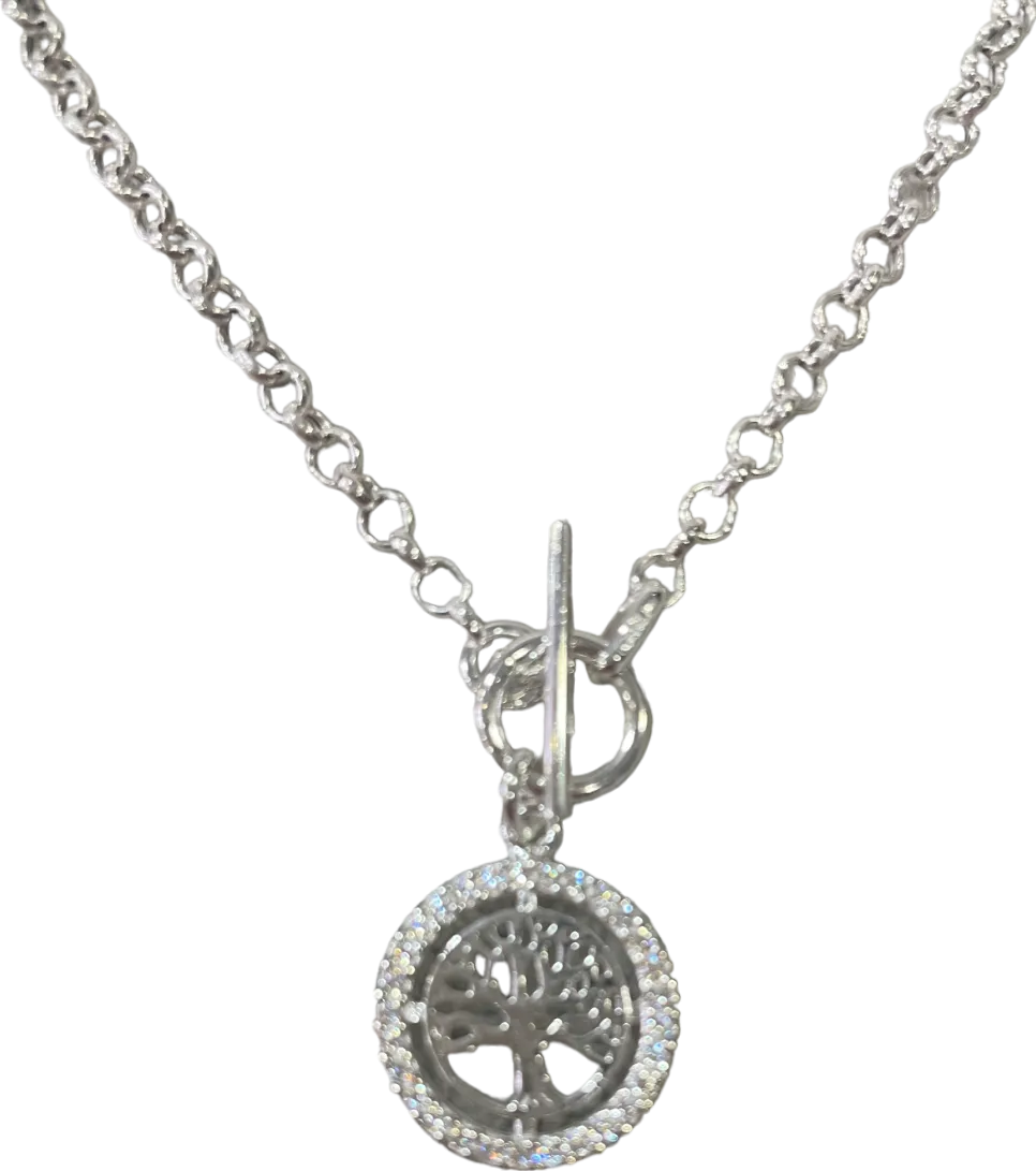 SIMPLY SILVER Solid 925 Sterling Silver Tree Of Love T-bar Necklace