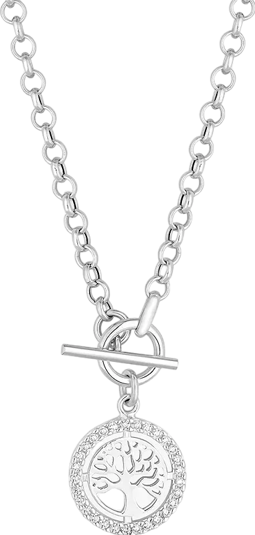 SIMPLY SILVER Solid 925 Sterling Silver Tree Of Love T-bar Necklace