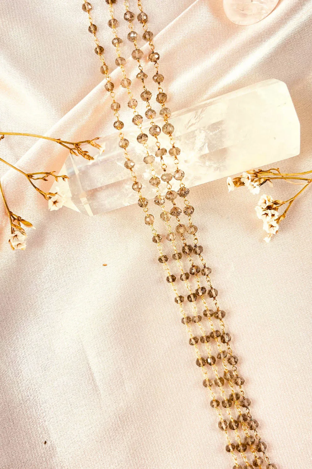 Sivalya Smoky Quartz Beaded Link Chain Necklace