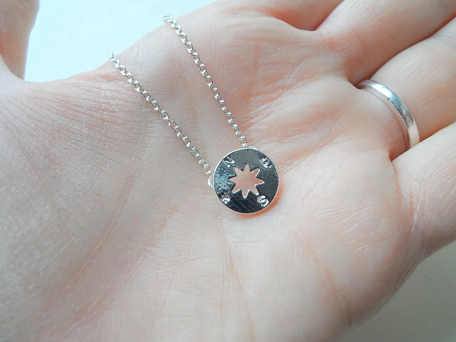 Small Compass Charm Necklace Set, 2 Necklaces, 18 Inch Chain